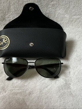 Ray-Ban Black Frame Sunglasses with Green Lenses